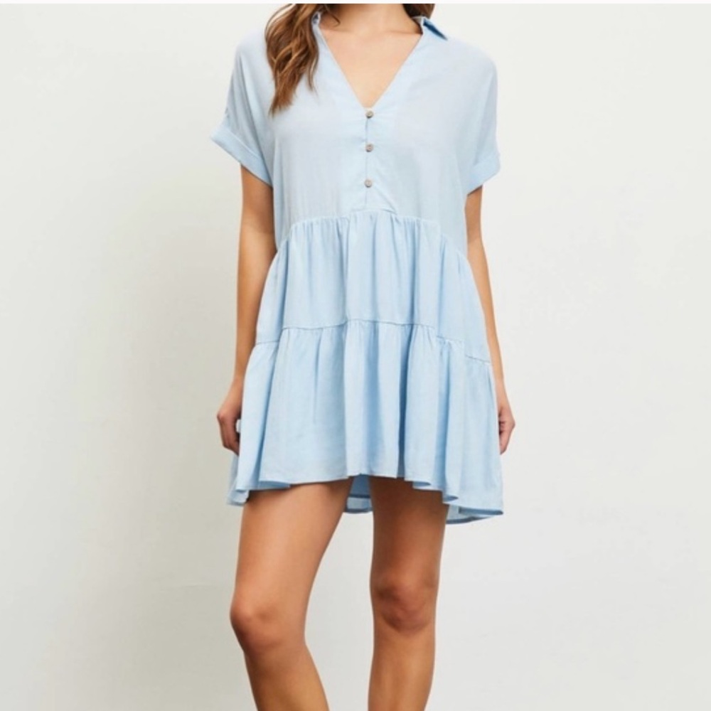 NWOT Mustard Seed Blue Button-Down Dress